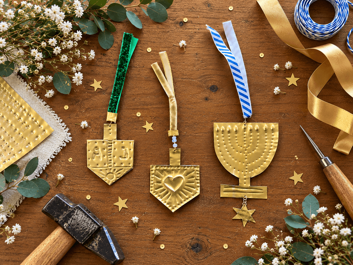 Hanukkah Foil Embossed Ornaments